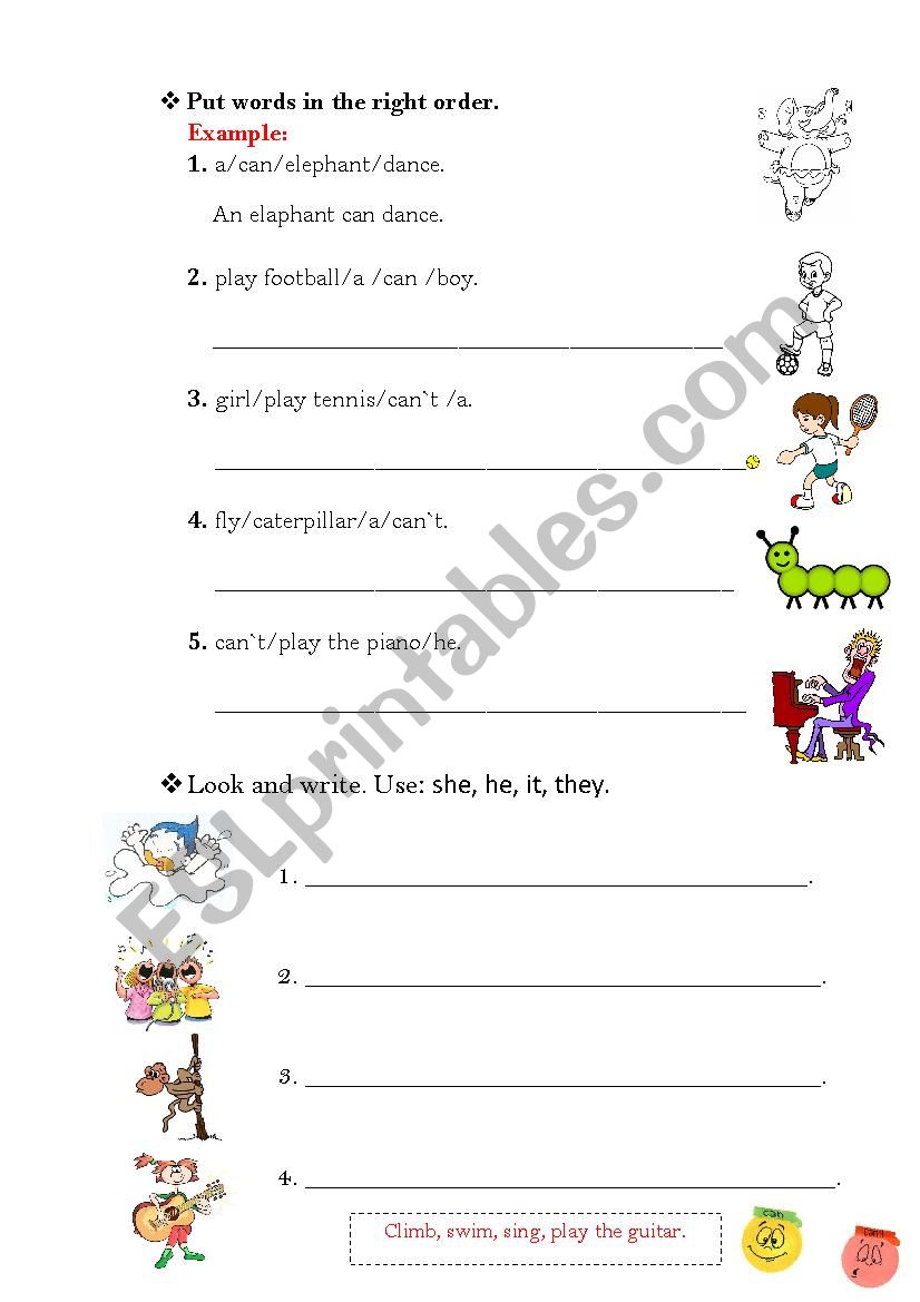 Can/can`t worksheet